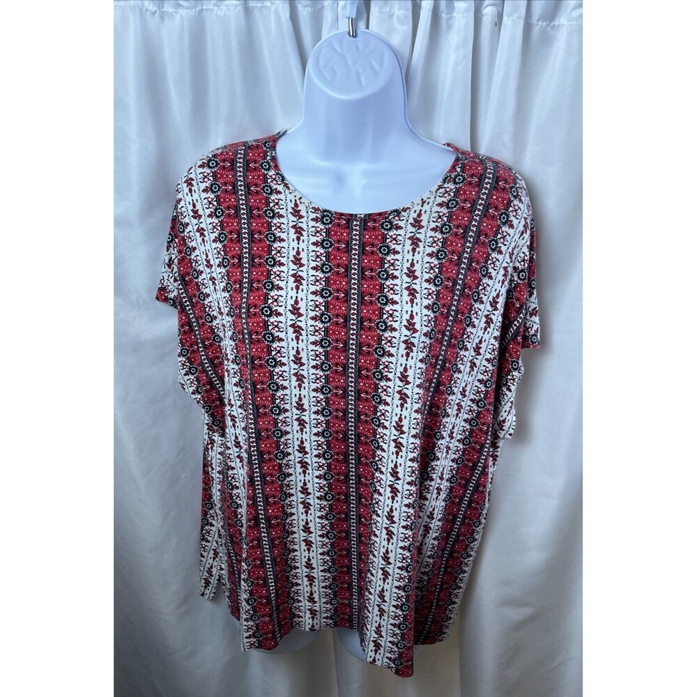 J.Jill Women’s Weaver Collection Top Size L Multicolor Boho Floral Stripped